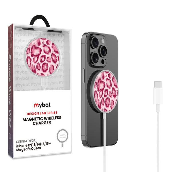 MyBat Design Lab Magnetic Wireless Charger - Silver - Pink Leopard Print - MCGWIRC18SL-007-1.jpg
