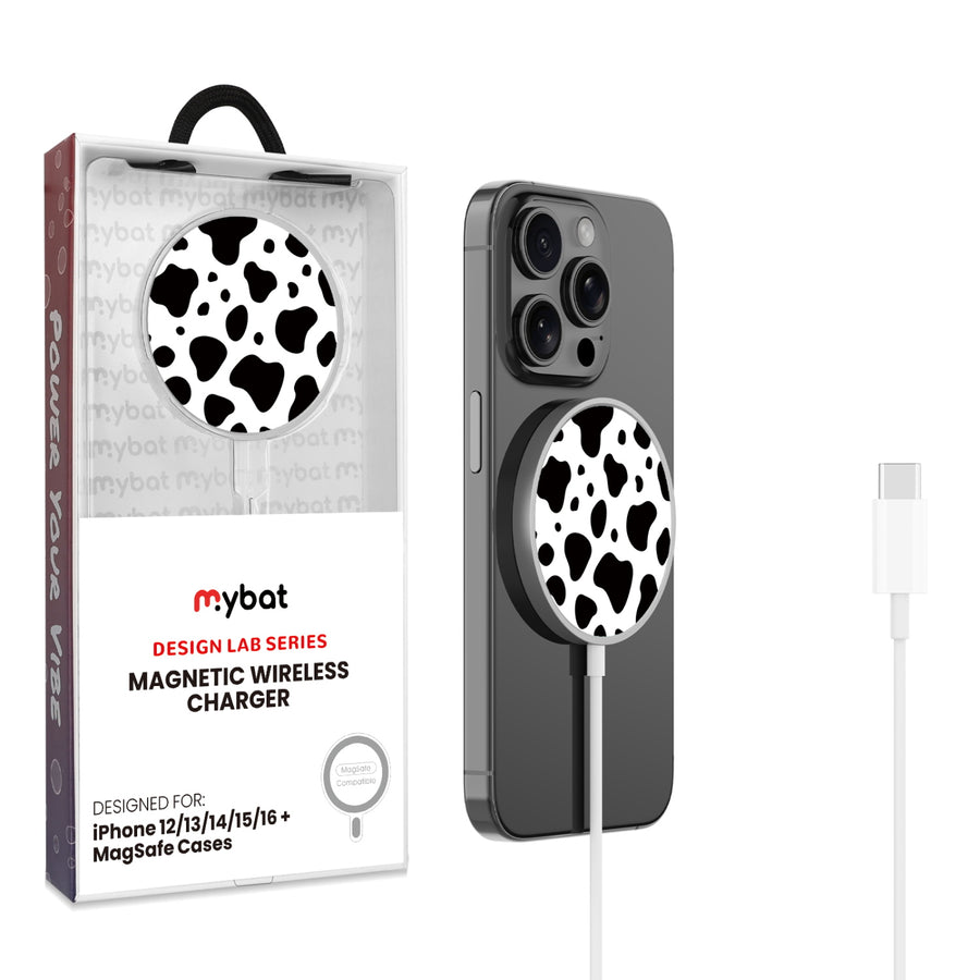 MyBat Design Lab Magnetic Wireless Charger - Silver - Original Cow Print - MCGWIRC18SL-014-1.jpg