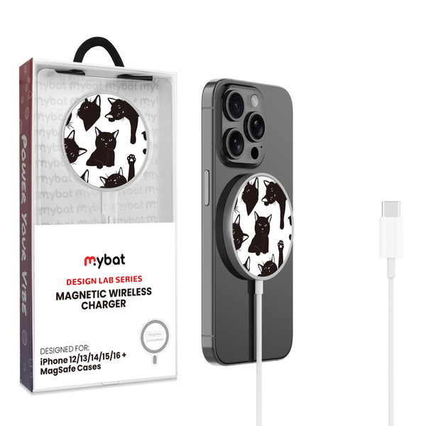 MyBat Design Lab Magnetic Wireless Charger - Silver - Black Cats - MCGWIRC18SL-017-1.jpg