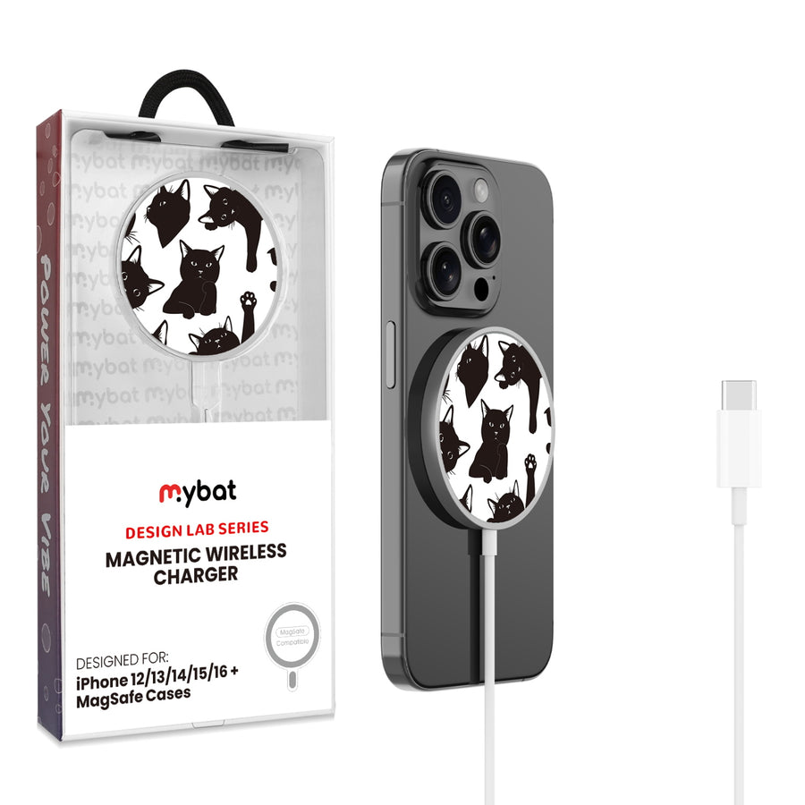 MyBat Design Lab Magnetic Wireless Charger - Silver - Black Cats - MCGWIRC18SL-017-1.jpg