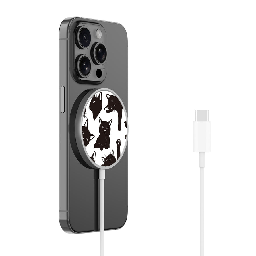 MyBat Design Lab Magnetic Wireless Charger - Silver - Black Cats - MCGWIRC18SL-017-2.jpg