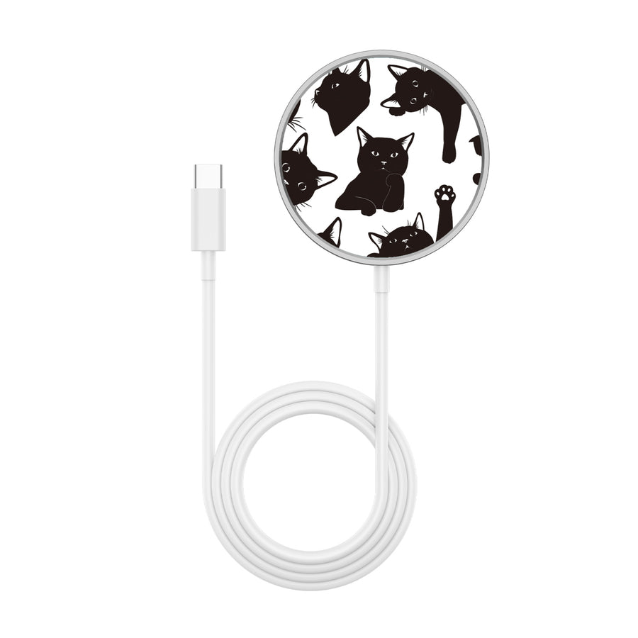 MyBat Design Lab Magnetic Wireless Charger - Silver - Black Cats - MCGWIRC18SL-017-3.jpg