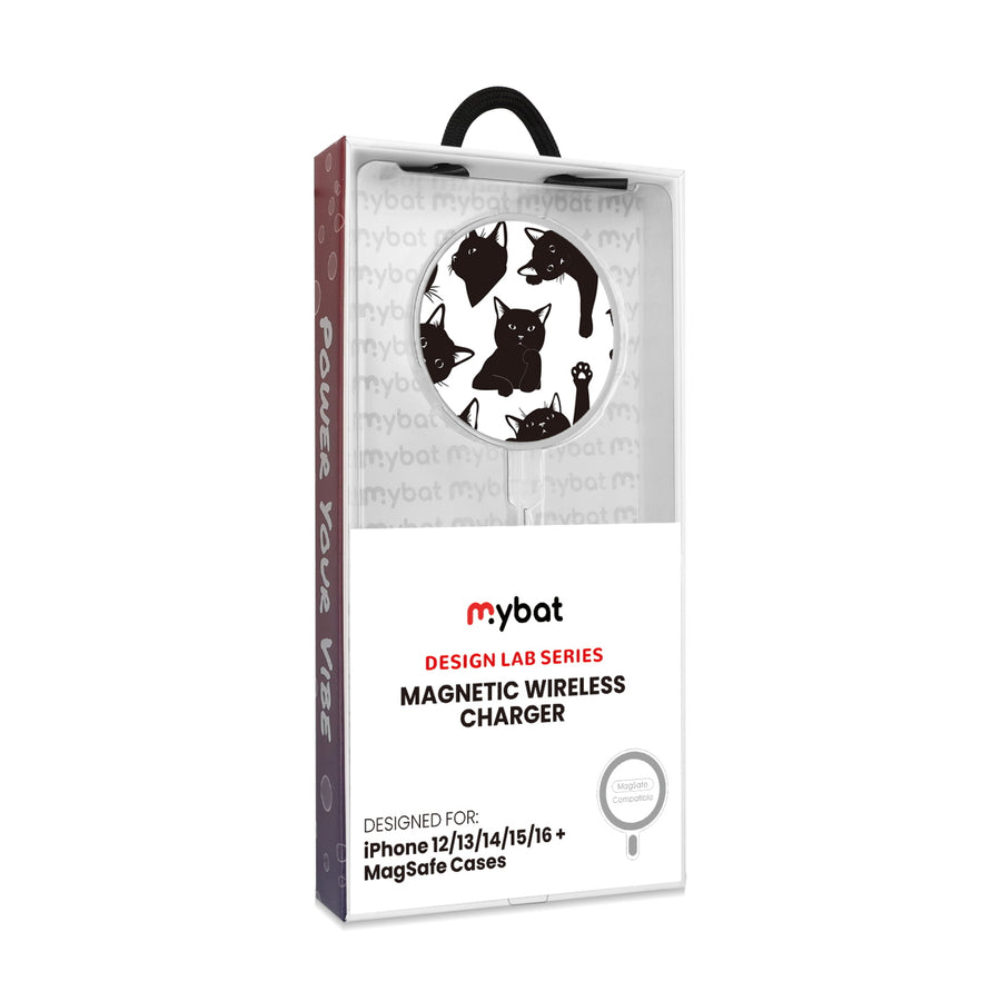 MyBat Design Lab Magnetic Wireless Charger - Silver - Black Cats - MCGWIRC18SL-017-8.jpg