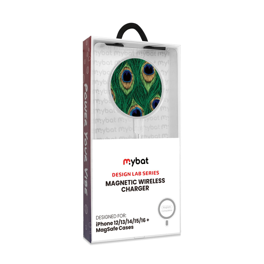 MyBat Design Lab Magnetic Wireless Charger - Silver - Peacock Feathers - MCGWIRC18SL-018-8.jpg