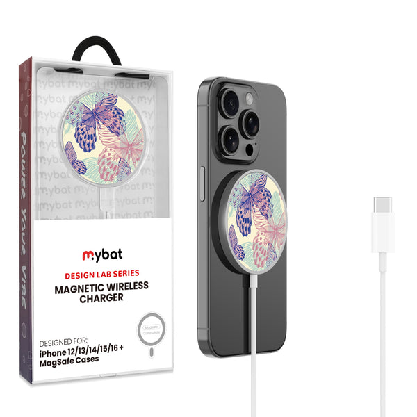 MyBat Design Lab Magnetic Wireless Charger - Silver - Butterflies - MCGWIRC18SL-019-1.jpg
