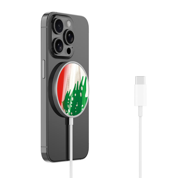 MyBat Design Lab Magnetic Wireless Charger - Silver - Lebanese Flag - MCGWIRC18SL-033-2.jpg