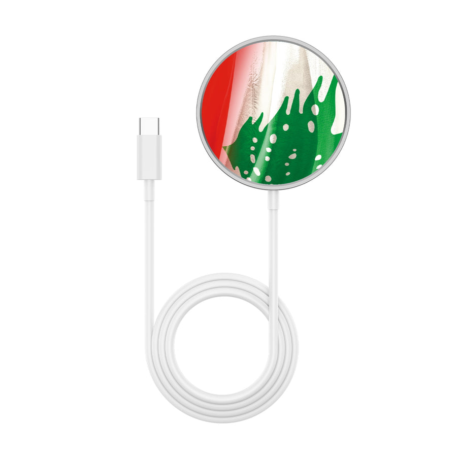 MyBat Design Lab Magnetic Wireless Charger - Silver - Lebanese Flag - MCGWIRC18SL-033-3.jpg