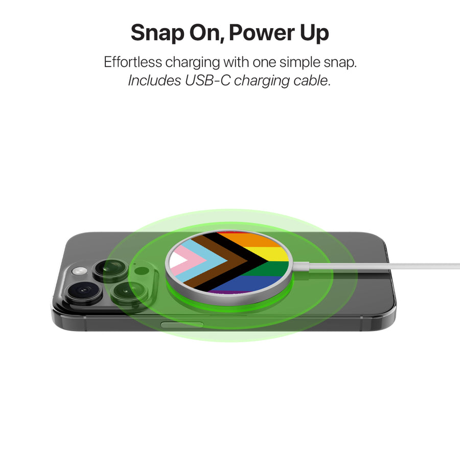 MyBat Design Lab Magnetic Wireless Charger - Silver - LGBTQ+ Flag - MCGWIRC18SL-034-4.jpg