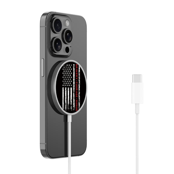 MyBat Design Lab Magnetic Wireless Charger - Silver - Firefighter Flag - MCGWIRC18SL-041-2.jpg
