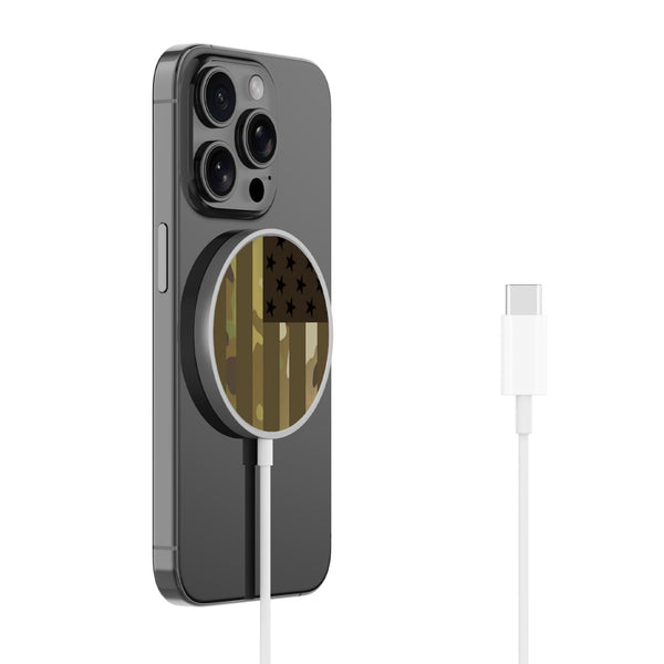 MyBat Design Lab Magnetic Wireless Charger - Silver - Military Camouflage American Flag - MCGWIRC18SL-054-2.jpg