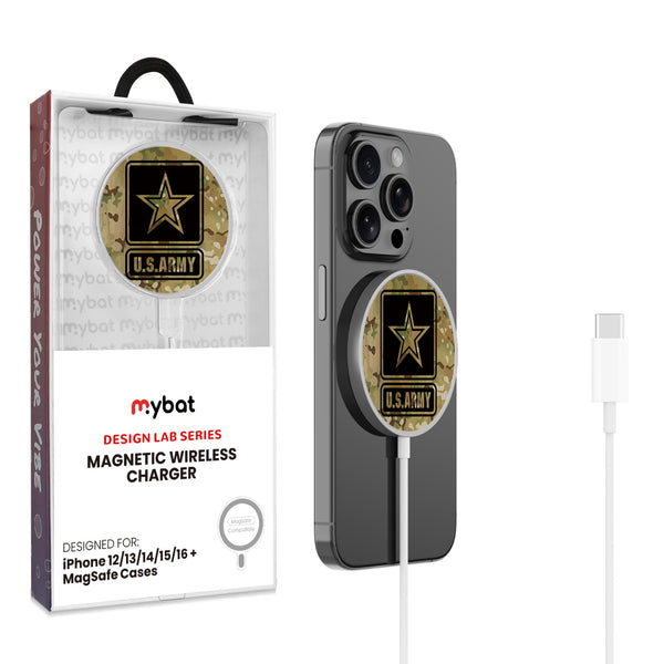 MyBat Design Lab Magnetic Wireless Charger - Silver - U.S. Army - MCGWIRC18SL-055-1.jpg