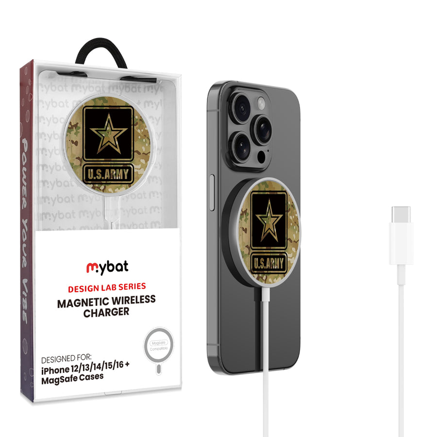 MyBat Design Lab Magnetic Wireless Charger - Silver - U.S. Army - MCGWIRC18SL-055-1.jpg