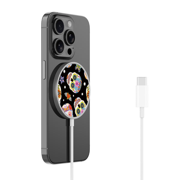 MyBat Design Lab Magnetic Wireless Charger - Silver - Day of the Dead - MCGWIRC18SL-056-2.jpg