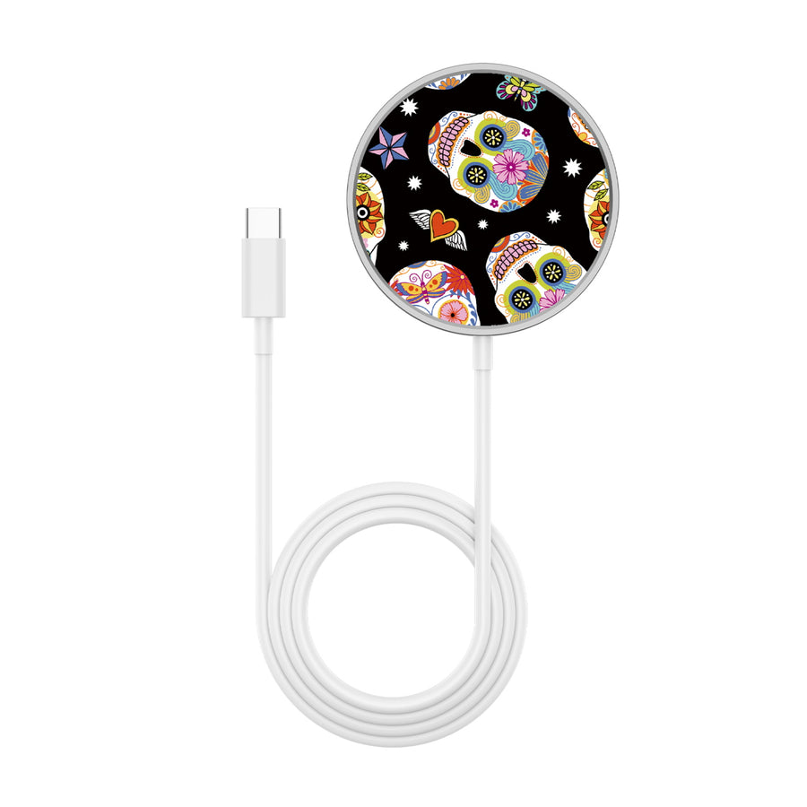 MyBat Design Lab Magnetic Wireless Charger - Silver - Day of the Dead - MCGWIRC18SL-056-3.jpg