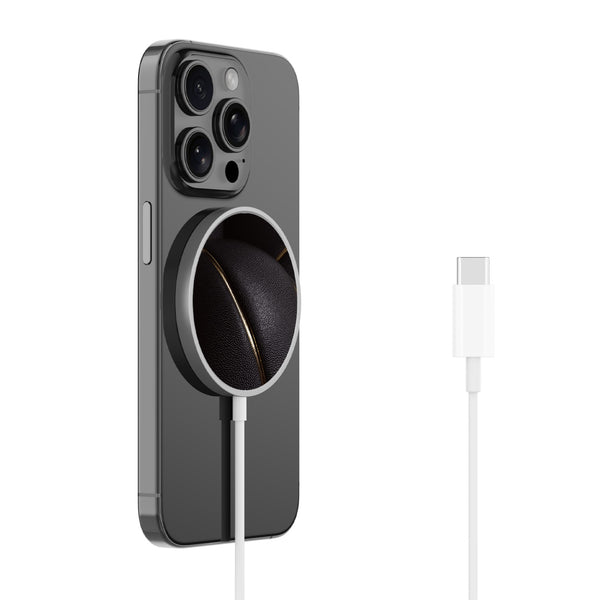 MyBat Design Lab Magnetic Wireless Charger - Silver - Black Basketballs - MCGWIRC18SL-090-2.jpg