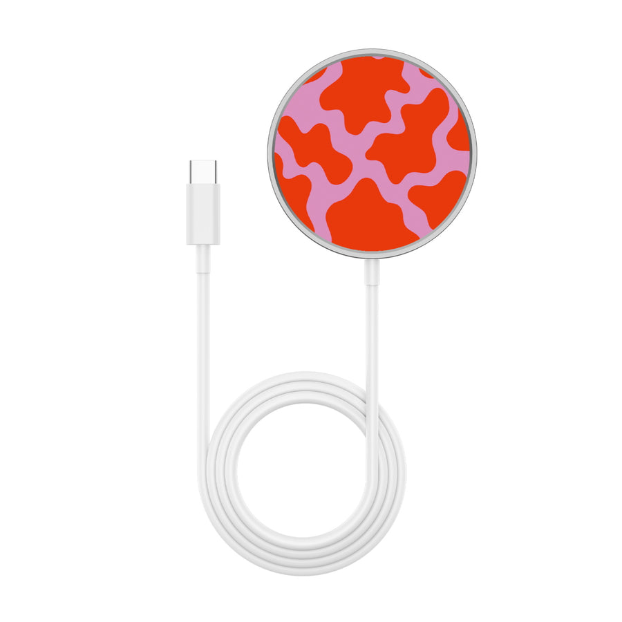 MyBat Design Lab Magnetic Wireless Charger - Silver - Pink Retro Splashes - MCGWIRC18SL-094-3.jpg