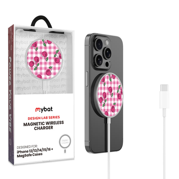 MyBat Design Lab Magnetic Wireless Charger - Silver - Pink Cherries - MCGWIRC18SL-100-1.jpg