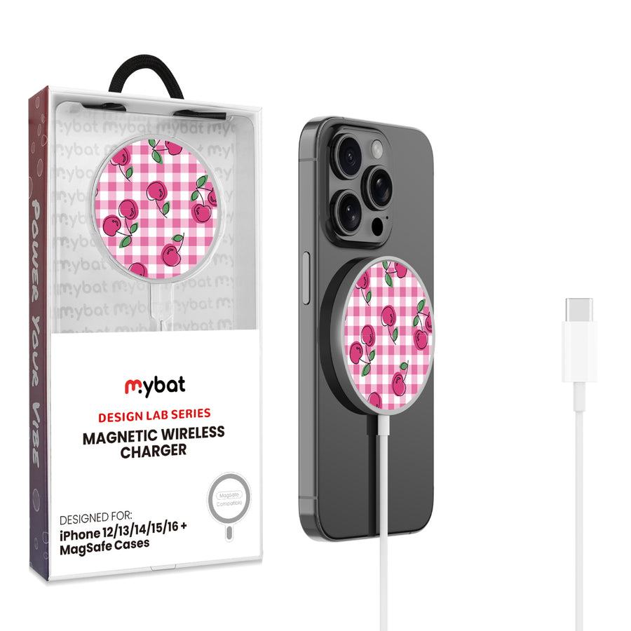 MyBat Design Lab Magnetic Wireless Charger - Silver - Pink Cherries - MCGWIRC18SL-100-1.jpg