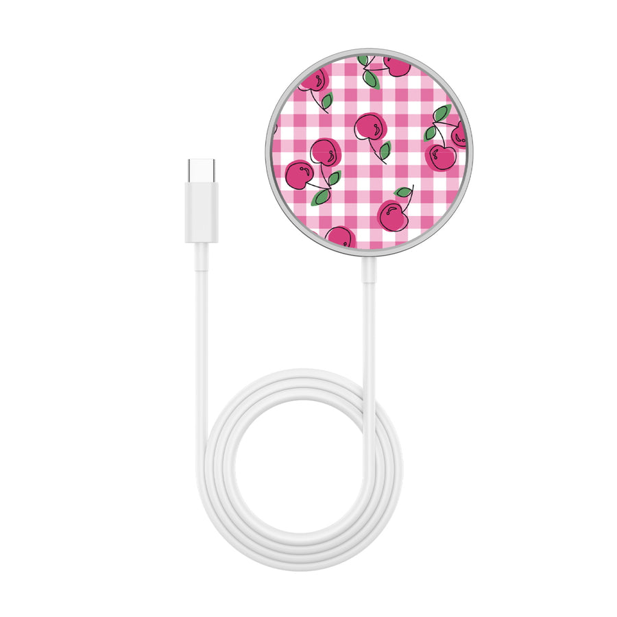 MyBat Design Lab Magnetic Wireless Charger - Silver - Pink Cherries - MCGWIRC18SL-100-3.jpg
