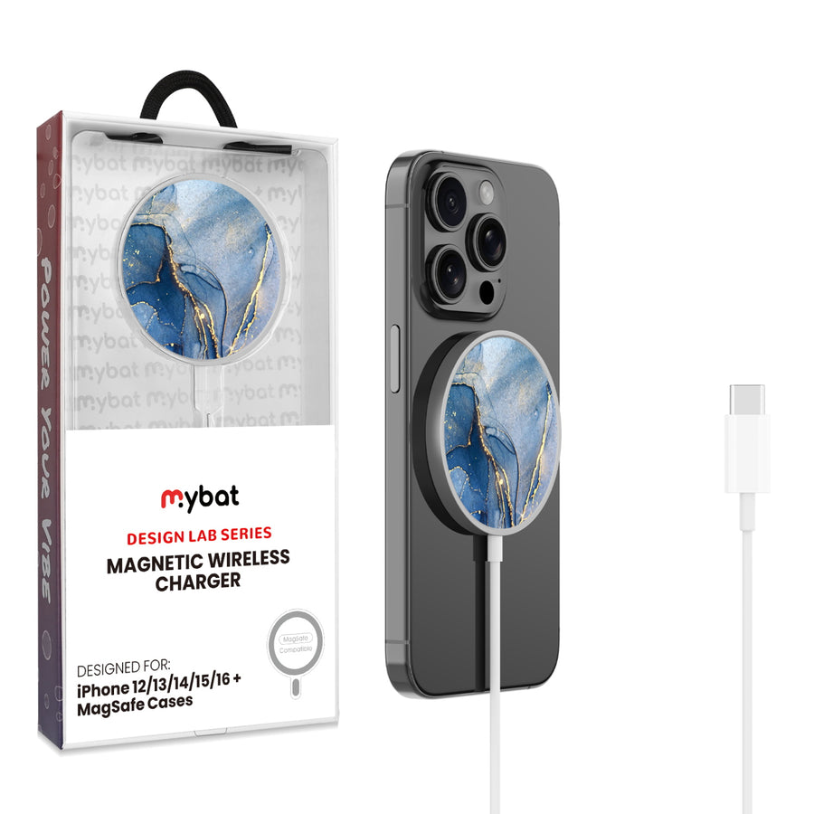 MyBat Design Lab Magnetic Wireless Charger - Silver - Blue Marble - MCGWIRC18SL-106-1.jpg