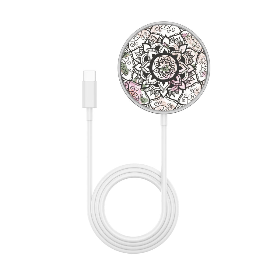 MyBat Design Lab Magnetic Wireless Charger - Silver - Mandala - MCGWIRC18SL-113-3.jpg