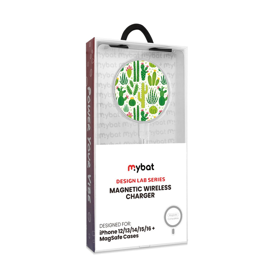 MyBat Design Lab Magnetic Wireless Charger - Silver - Succulents