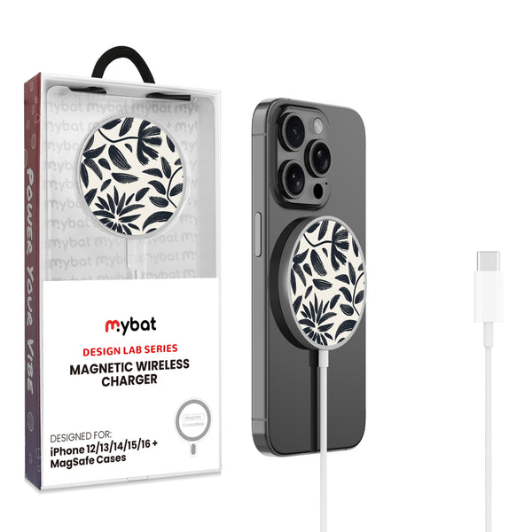 MyBat Design Lab Magnetic Wireless Charger - Silver - Vintage Floral - MCGWIRC18SL-124-1.jpg