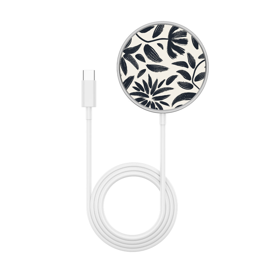 MyBat Design Lab Magnetic Wireless Charger - Silver - Vintage Floral - MCGWIRC18SL-124-3.jpg