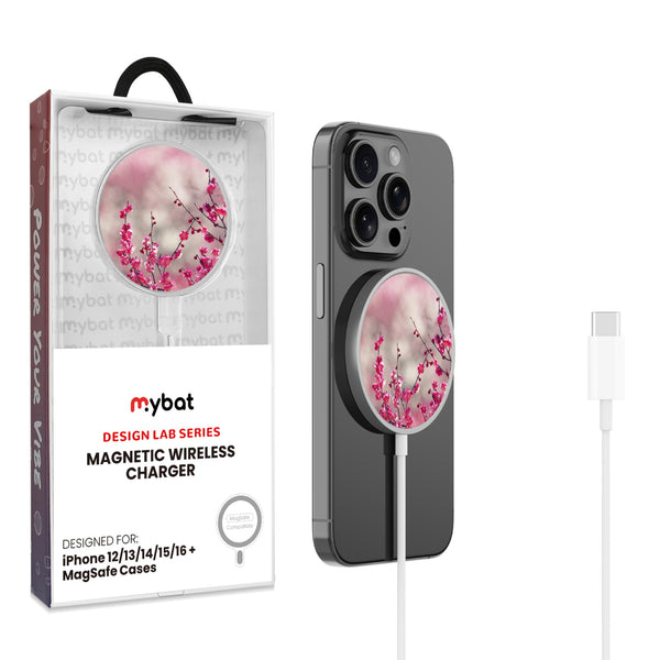 MyBat Design Lab Magnetic Wireless Charger - Silver - Sakura Blooms - MCGWIRC18SL-132-1.jpg