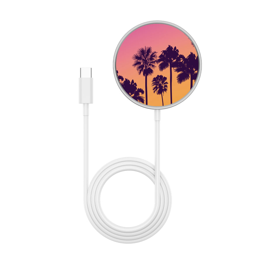 MyBat Design Lab Magnetic Wireless Charger - Silver - Palm Tree Sunset - MCGWIRC18SL-136-3.jpg
