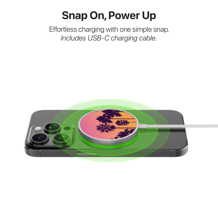 MyBat Design Lab Magnetic Wireless Charger - Silver - Palm Tree Sunset - MCGWIRC18SL-136-4.jpg
