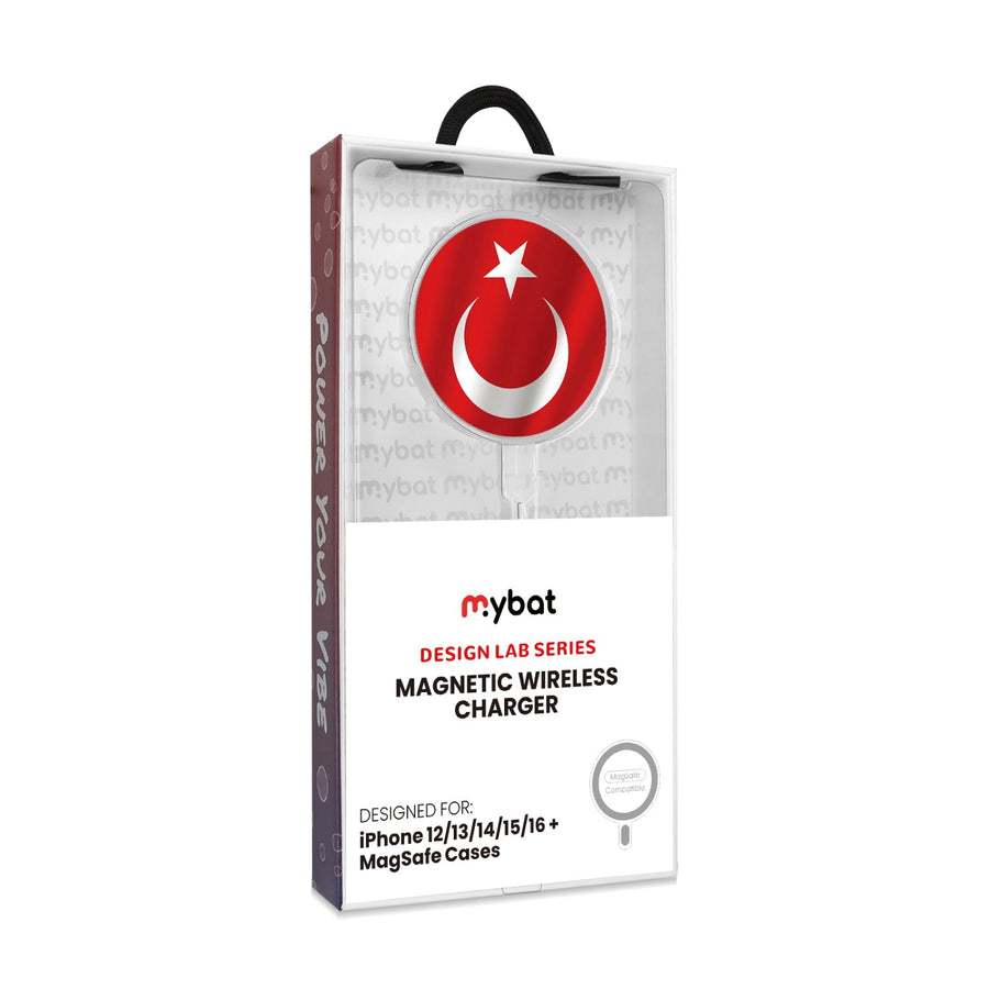 MyBat Design Lab Magnetic Wireless Charger - Silver - Turkey Flag