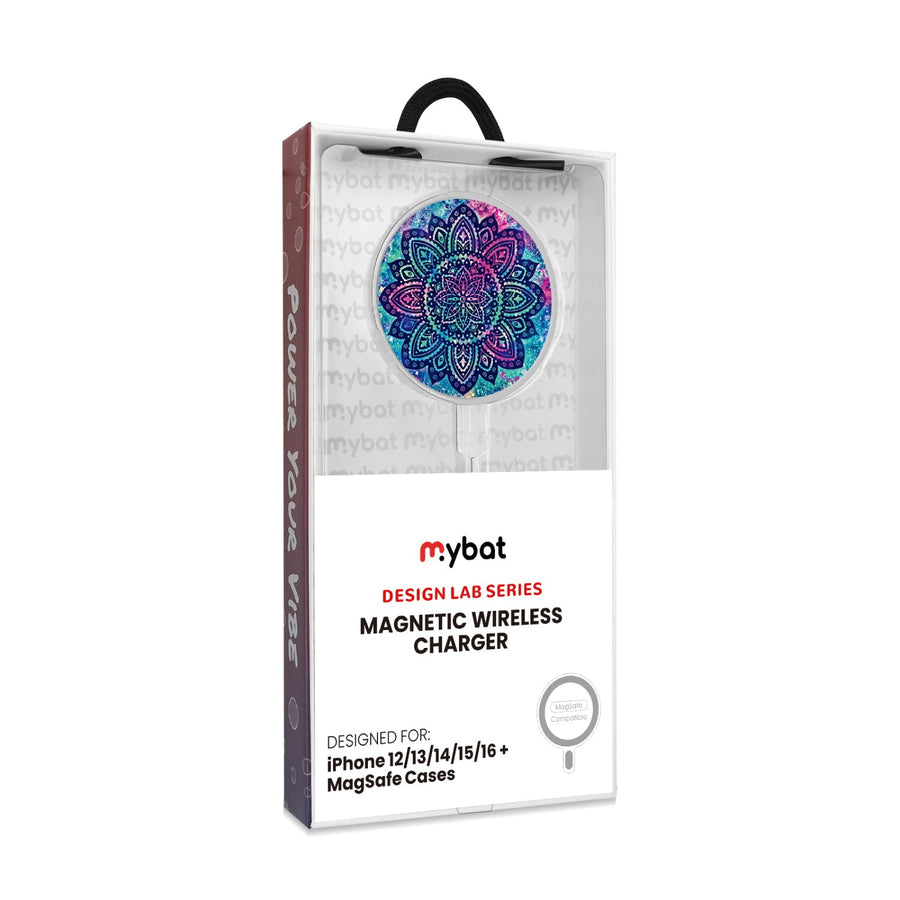 MyBat Design Lab Magnetic Wireless Charger - Silver - Cosmic Mandala