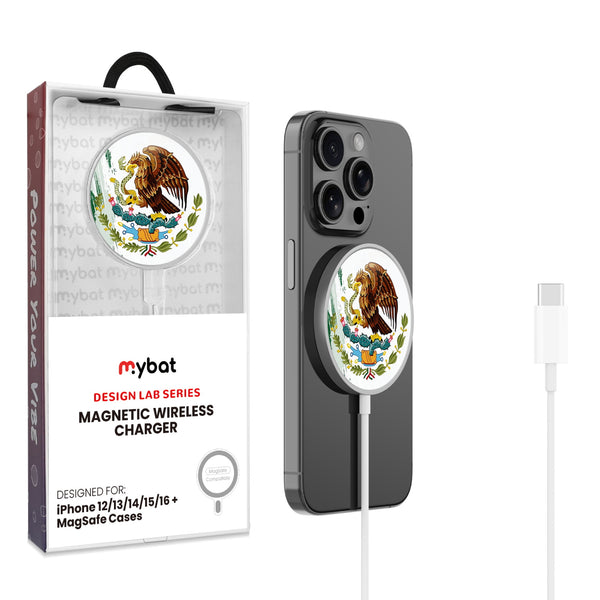 MyBat Design Lab Magnetic Wireless Charger - Silver - Bandera de México - MCGWIRC18SL-174-1.jpg