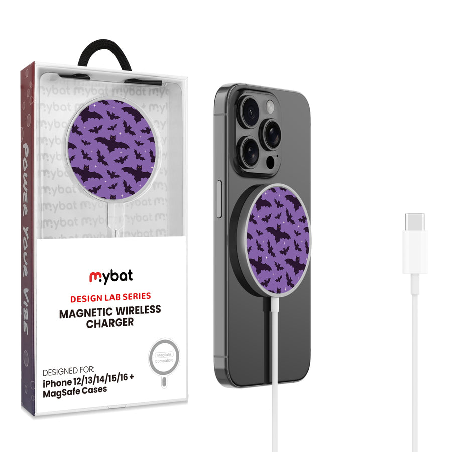 MyBat Design Lab Magnetic Wireless Charger - Silver - Flying Bats - MCGWIRC18SL-220-1.jpg