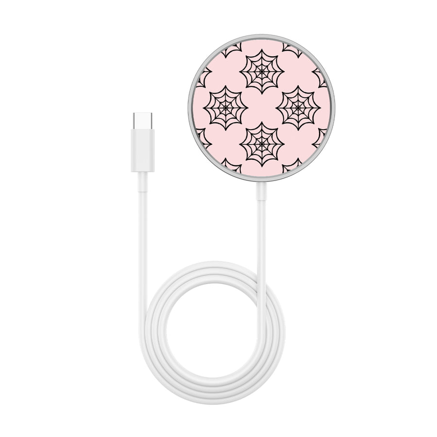 MyBat Design Lab Magnetic Wireless Charger - Silver - Pink Spider Web - MCGWIRC18SL-227-3.jpg