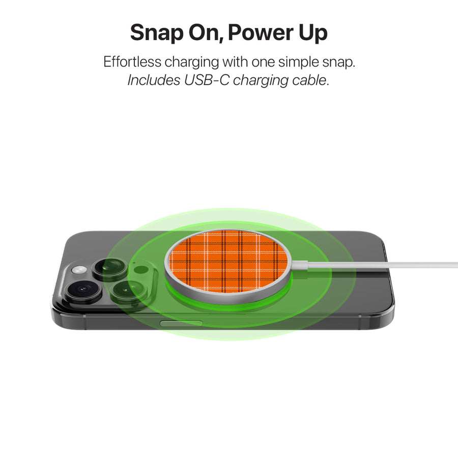 MyBat Design Lab Magnetic Wireless Charger - Silver - Pumpkin Plaid - MCGWIRC18SL-244-4.jpg