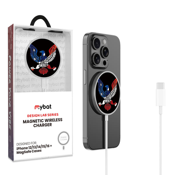 MyBat Design Lab Magnetic Wireless Charger - Silver - God Bless America - MCGWIRC18SL-261-1.jpg