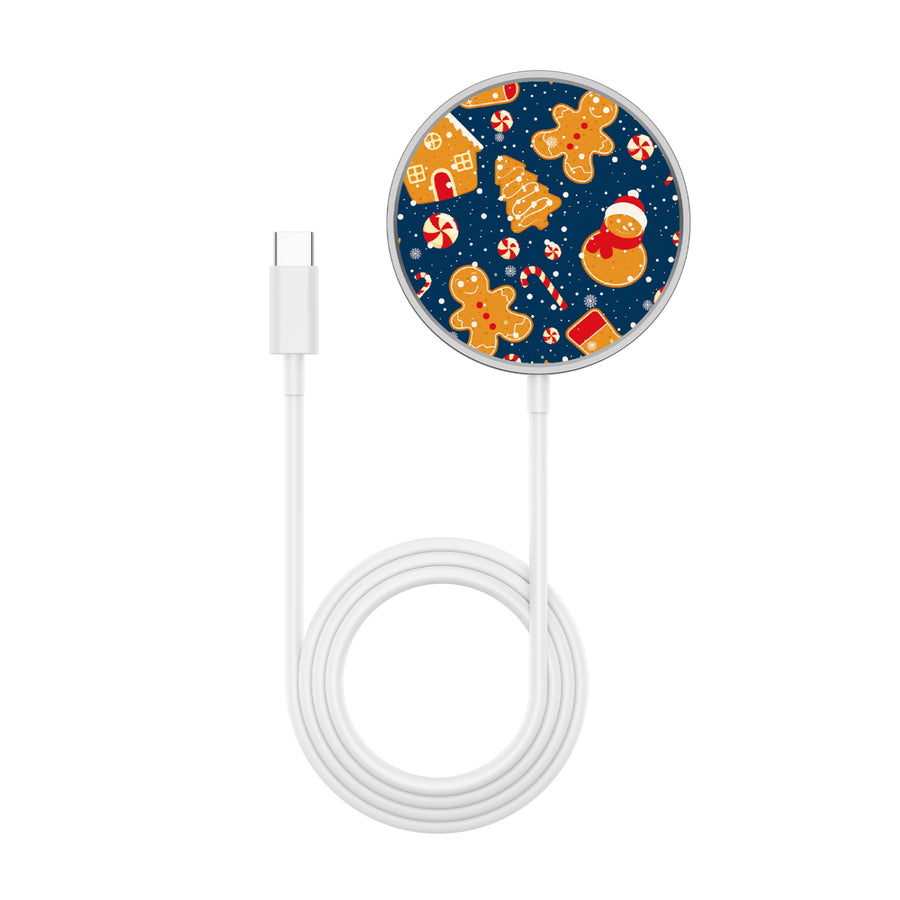 MyBat Design Lab Magnetic Wireless Charger - Silver - Gingerbread Cookies - MCGWIRC18SL-273-3.jpg