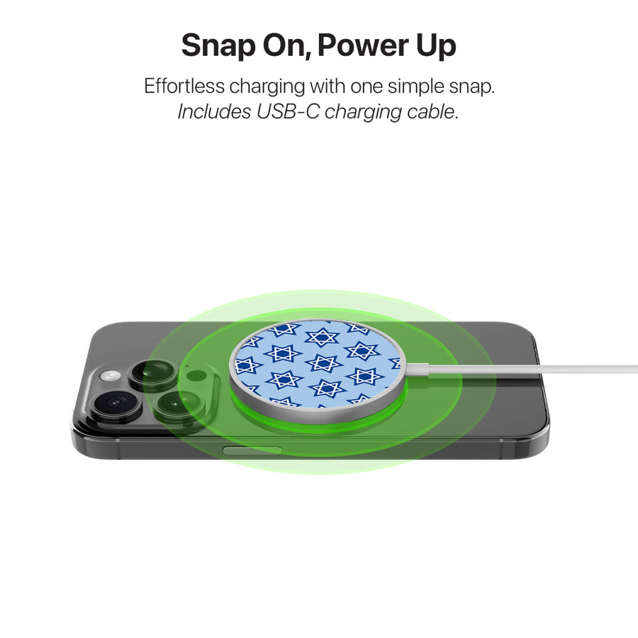 MyBat Design Lab Magnetic Wireless Charger - Silver - Star of David - MCGWIRC18SL-279-4.jpg