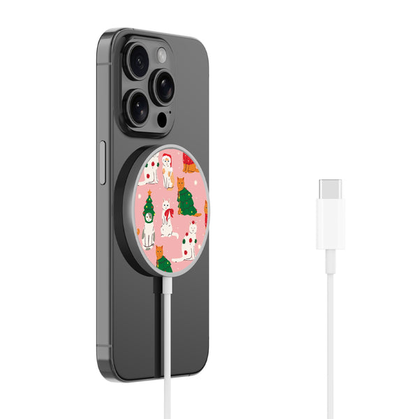 MyBat Design Lab Magnetic Wireless Charger - Silver - Meowy Christmas - MCGWIRC18SL-286-2.jpg