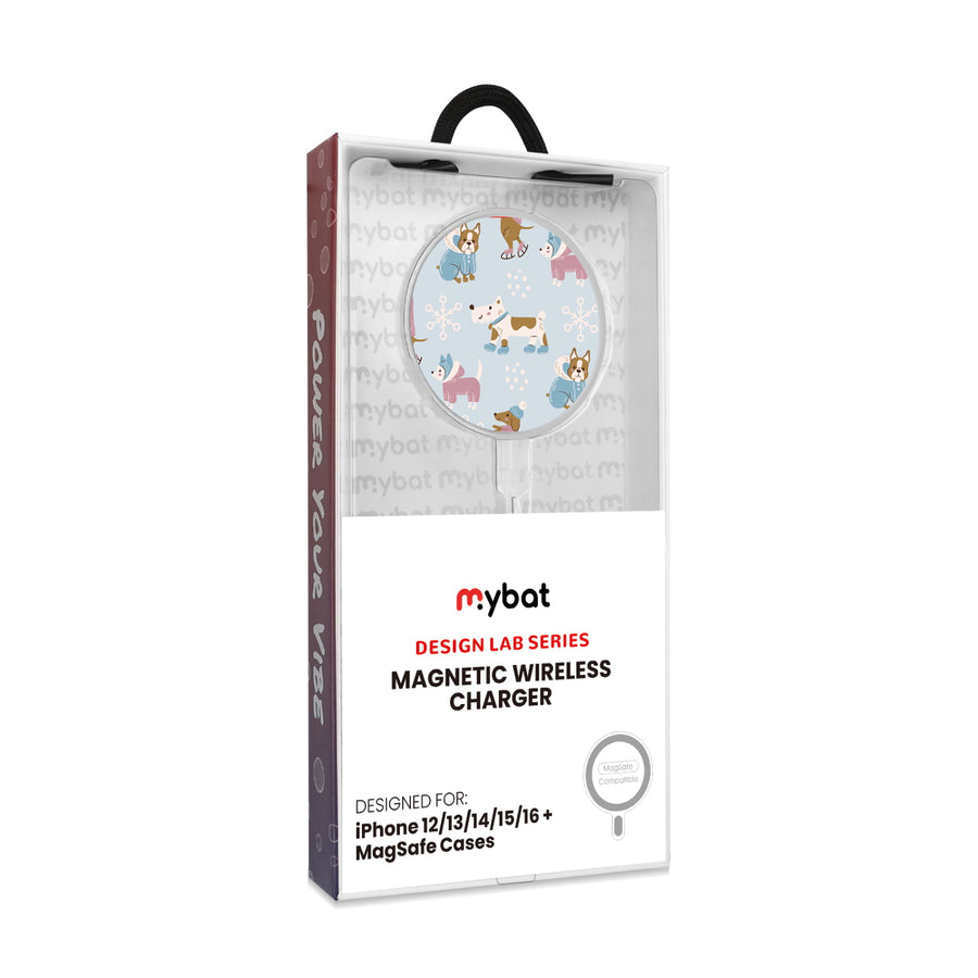 MyBat Design Lab Magnetic Wireless Charger - Silver - Puppy Snow Play - MCGWIRC18SL-299-8.jpg