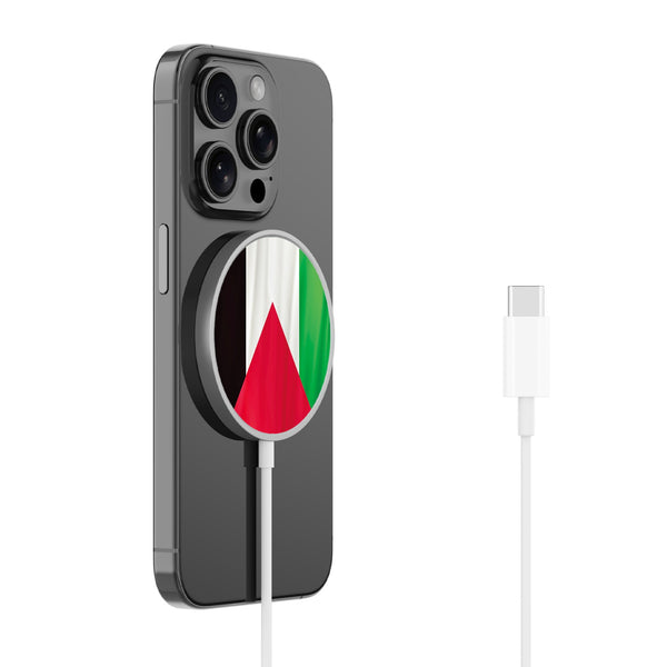 MyBat Design Lab Magnetic Wireless Charger - Silver - Palestine Flag - MCGWIRC18SL-306-2.jpg