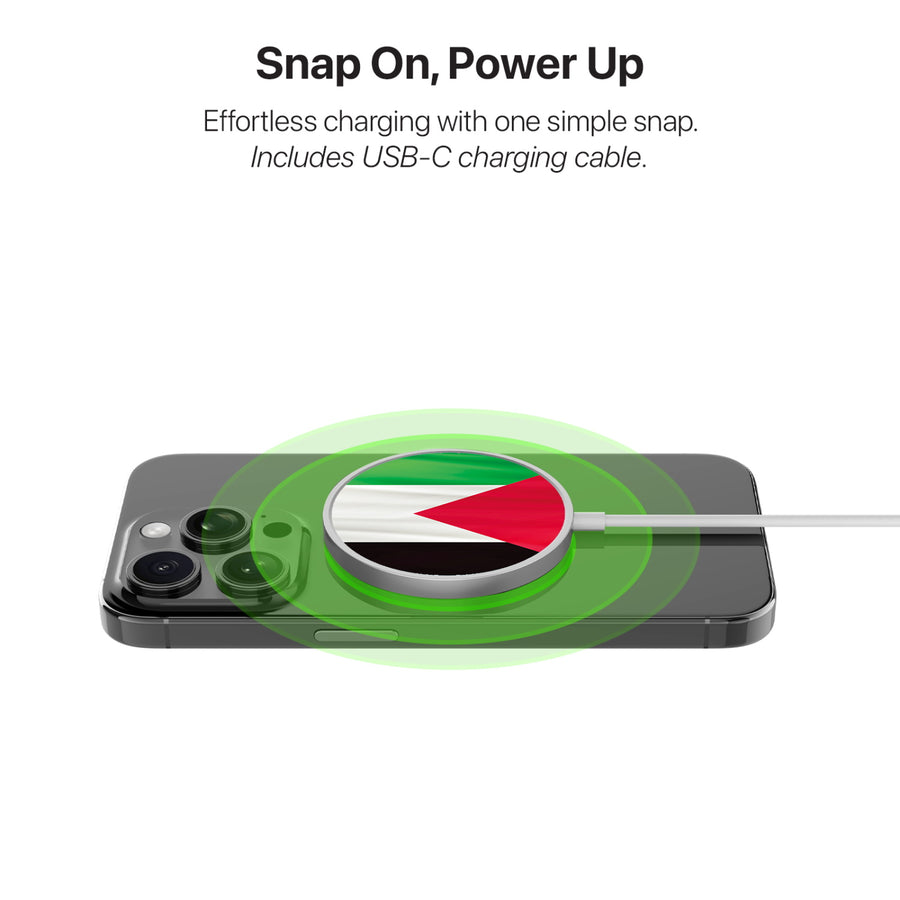MyBat Design Lab Magnetic Wireless Charger - Silver - Palestine Flag - MCGWIRC18SL-306-4.jpg