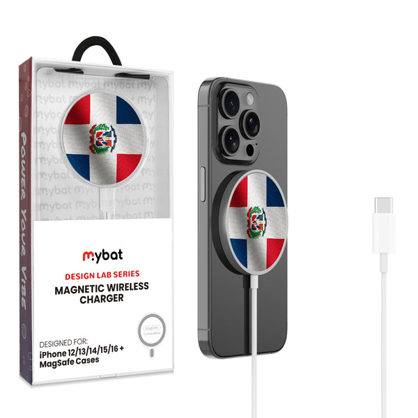 MyBat Design Lab Magnetic Wireless Charger - Silver - Dominican Republic Flag - MCGWIRC18SL-307-1.jpg