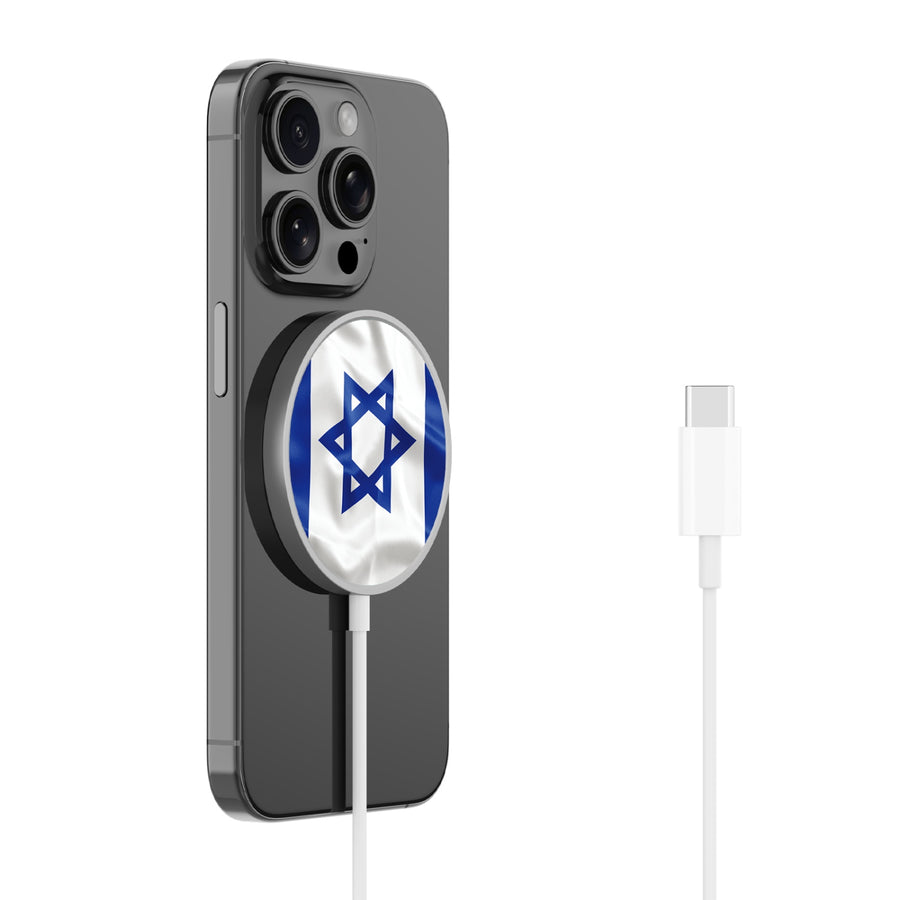 MyBat Design Lab Magnetic Wireless Charger - Silver - Israel Flag - MCGWIRC18SL-308-2.jpg