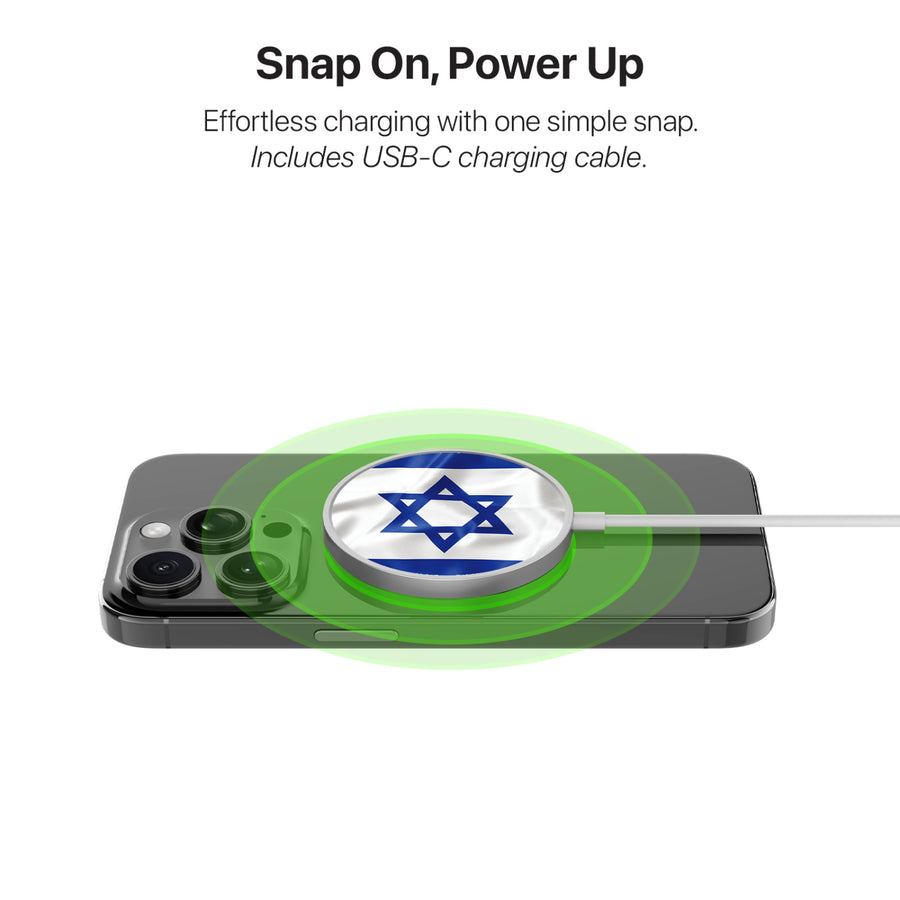 MyBat Design Lab Magnetic Wireless Charger - Silver - Israel Flag - MCGWIRC18SL-308-4.jpg