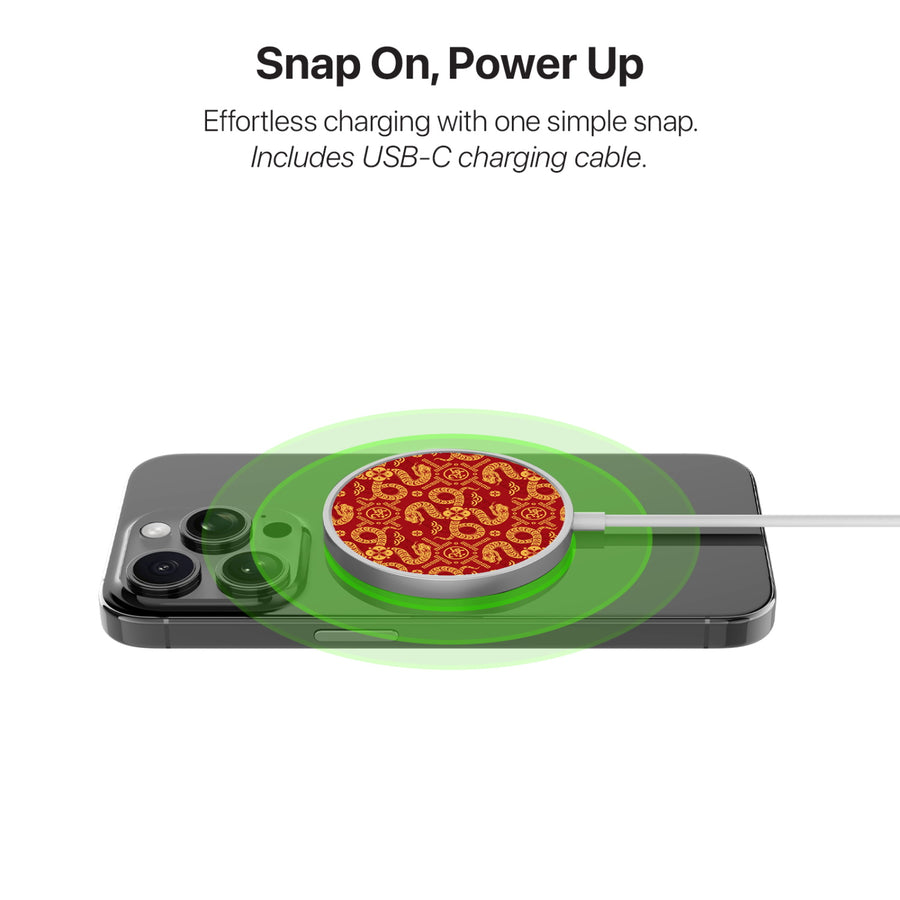 MyBat Design Lab Magnetic Wireless Charger - Silver - Golden Snake Dance - MCGWIRC18SL-317-4.jpg