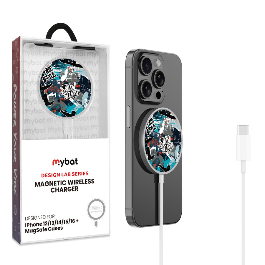 MyBat Design Lab Magnetic Wireless Charger - Silver - Shredding Freestyle