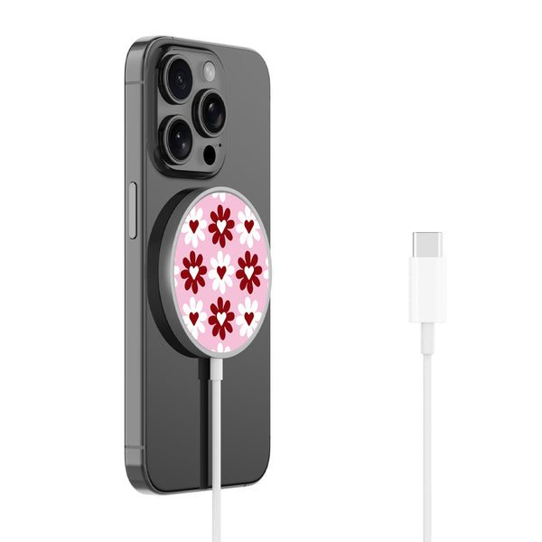 MyBat Design Lab Magnetic Wireless Charger - Silver - Love in Bloom - MCGWIRC18SL-341-2.jpg